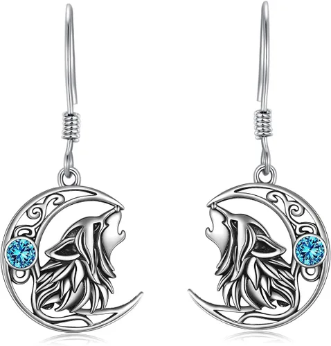 Miniatura 28 de POPKIMI Bonitos aretes colgantes de animales, joyería de animales, regalos de cumpleaños y Navidad para mujeres, aretes de ópalo de cristal de plata
