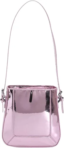 Bolso hobo para mujer, de charol, de color plateado brillante, bolso de hombro Y2K, bolso de hombro para fiesta 2023