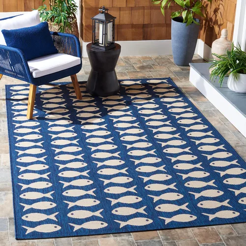 Miniatura 31 de SAFAVIEH Alfombra lavable para exteriores, colección Patio de 2.3 x 6.7 pies, color negro y beige, no desprende pelusa y fácil limpieza, ideal