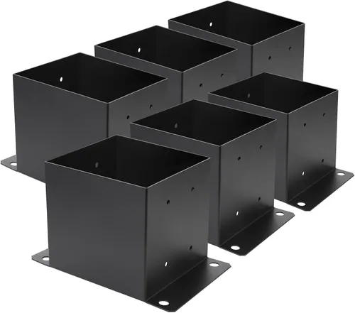 Miniatura 11 de Base de poste de 6 x 6 piezas, tamaño interior de 5.6 x 5.6 pulgadas, base de poste de cubierta de metal resistente con recubrimiento de polvo