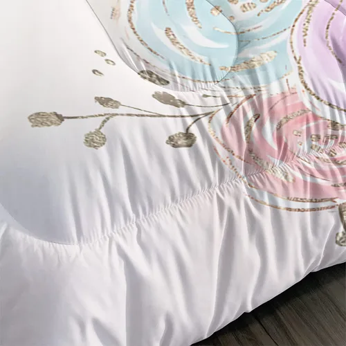 Miniatura 5 de CVHOUSE Juego de ropa de cama de unicornio tamaño individual para niñas y niños - lindo juego de edredón y colcha de unicornio para Navidad, juego