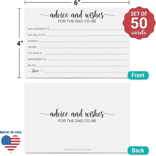 Miniatura 2 de 321Done Consejos para el futuro papá, fabricado en Estados Unidos, 4 x 6, color blanco, tarjetas de consejos para el nuevo papá, nuevos padres
