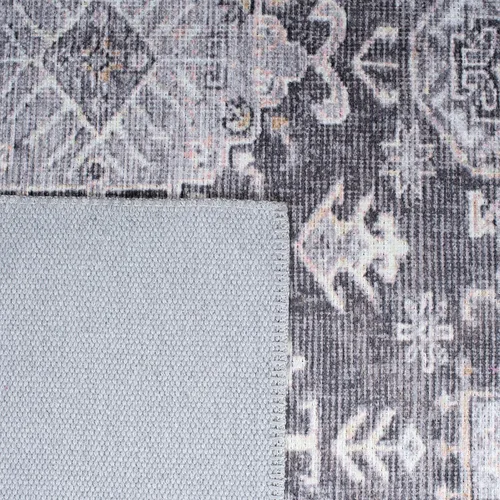 Miniatura 8 de SAFAVIEH Alfombra lavable Serapi Collection – 6 pies 7 pulgadas, cuadrada, gris y beige, antideslizante y fácil de limpiar, ideal para sala