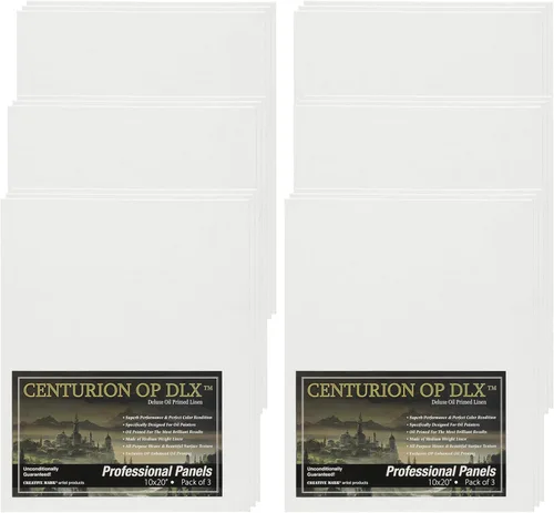 Miniatura 10 de Centurion Paneles de lienzo de lino con imprimación al óleo profesional de lujo, 14 x 18 pulgadas, paquete de 3 lienzos de lino para pintar, obras