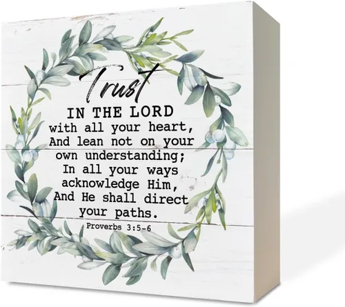Miniatura 17 de Señales de madera cristianas, versículo de la Biblia Jeremías 29:11 - Porque sé los planes que tengo para ti, señal de caja decorativa para mesa