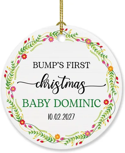 Miniatura 16 de Adorno personalizado para bebé que llega 2027, adorno de Navidad de Bump, elige el nombre del bebé y el año de Navidad para el nuevo abuelo abuela