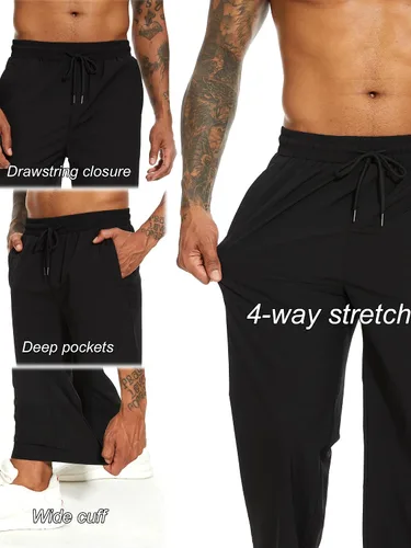 Miniatura 5 de Pantalones deportivos para hombre, cómodos y suaves, con bolsillos con cremallera, estilo holgado