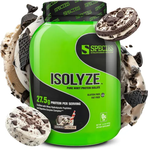 Miniatura 13 de Species Nutrition Isolyze - Proteína de suero en polvo, 100% aislado de suero de leche para construcción muscular, 0.71 oz de proteína por