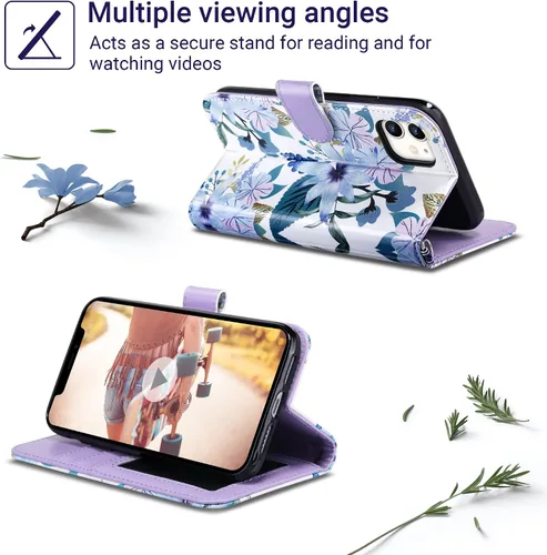 Miniatura 4 de ULAK Funda de piel sintética compatible con iPhone 11 con tarjetero y cierre magnético con función atril, a prueba de golpes, para iPhone 11 de 6.1
