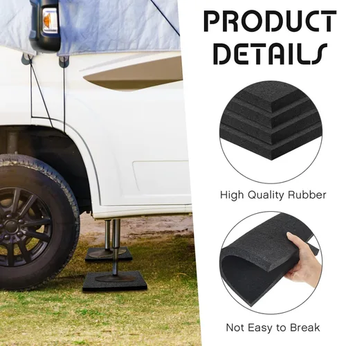 Miniatura 5 de 4 bloques de nivelación de caravana de 12 x 12 x 0.75 pulgadas de grosor, almohadillas estabilizadoras para viajes, campistas, remolques, evita
