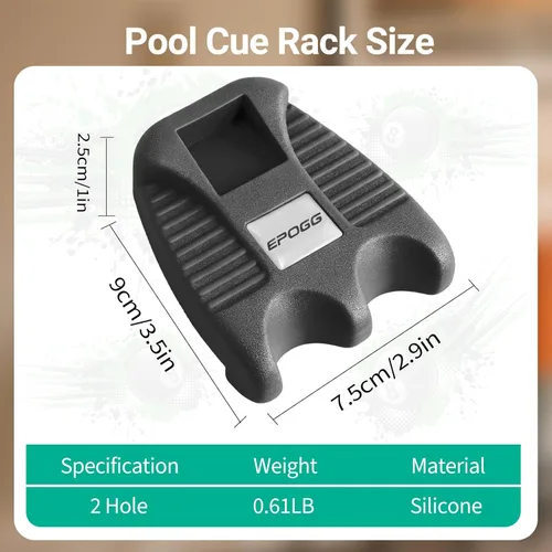 Miniatura 6 de Cue Rest - Estante portátil para tacos de billar con peso con soporte para tiza (2 agujeros)