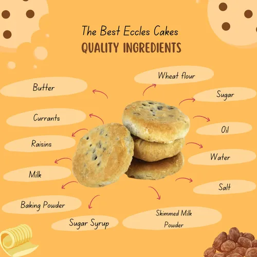 Miniatura 7 de Real Lancashire Eccles Cake - Bocadillos británicos hechos con mantequilla pura y grosellas secas, pastel afrutado tradicional y delicioso