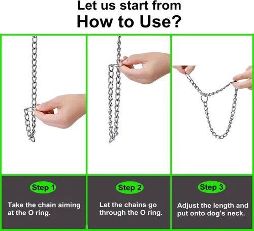 Miniatura 6 de Collar de cadena para perro, collar de entrenamiento, collares de cadena de acero inoxidable para perros grandes, longitud 24 pulgadas, diámetro