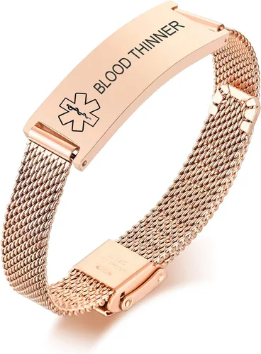 VNOX Medical Alert Bracelets for Men & Women Kids with Free Engraving Adjustable Stainless Steel Mesh Emergency Medical ID Bracelets Wristband