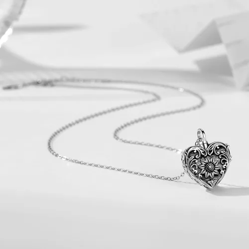 Miniatura 109 de Collar con colgante de urna de cenizas de cremación y árbol de la vida para mujer, plata de ley US1