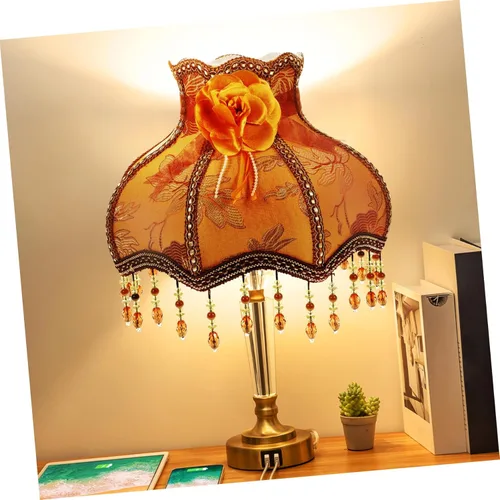 Miniatura 3 de Lurrose Pantalla de lámpara victoriana, pantalla de campana, estilo victoriano, lámpara de mesa antigua para sala de estar y dormitorio