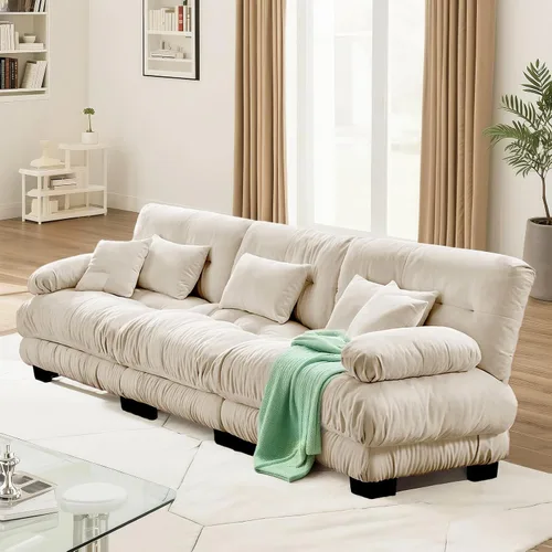 Miniatura 11 de SoarFlash Moderno sofá reclinable de terciopelo para sala de estar, sofá biplaza para apartamento, sofá de almacenamiento con marco de madera Azul