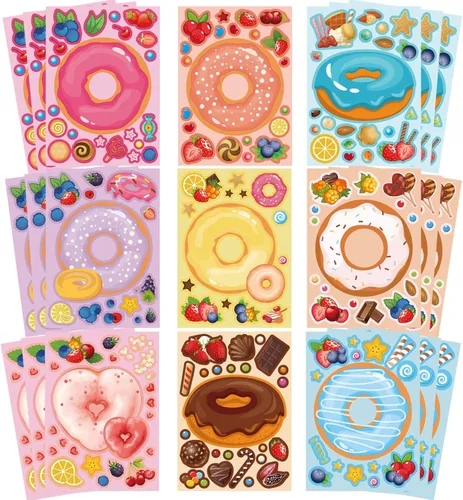 Miniatura 9 de 24 hojas de calcomanías de gatos, pegatinas para hacer caras, crea tus propias calcomanías de gatos, calcomanías de animales para niños, regalo