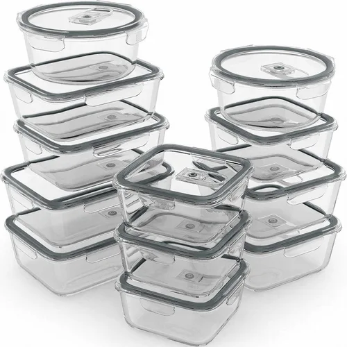 Miniatura 8 de Razab 24 recipientes herméticos de vidrio para almacenamiento de alimentos, recipientes de vidrio para preparación de comidas, aptos para congelador
