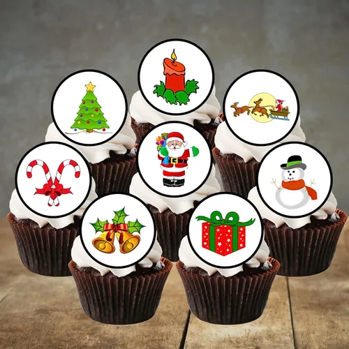 Miniatura 3 de PRECUT - Decoración comestible para tartas de Navidad, decoración de baby shower de Navidad para decoración de pasteles, decoración comestible