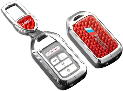 Miniatura 17 de Funda para llavero Honda con llavero, protección de aleación de zinc de fibra de carbono real compatible con 2022 2023 Accord Civic HR-V CR-V Pilot