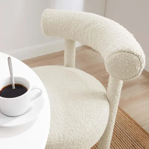 Miniatura 9 de Modway EEI-6387-IVO Toulouse Boucle Silla de comedor de tela, color marfil