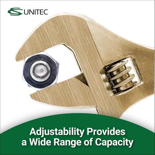 Miniatura 5 de CS Unitec Llave ajustable sin chispas y no magnética Herramienta de bronce de aluminio de 6 pulgadas, certificado TUV y libre de berilio