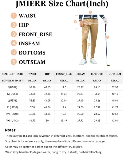 Miniatura 6 de JMIERR Pantalones de golf para hombre Pantalones deportivos elásticos casuales ajustados para senderismo, viajes, trabajo, pantalones de vestir