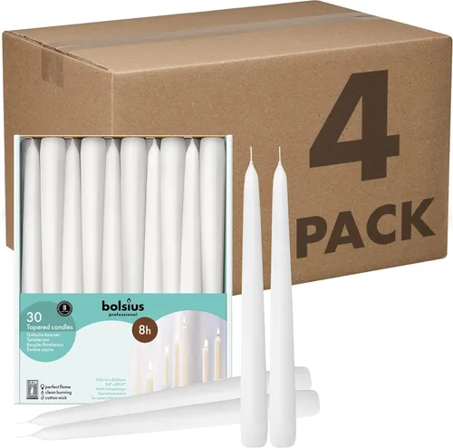 Miniatura 9 de BOLSIUS 60 velas cónicas blancas para el hogar, 10 pulgadas, calidad europea premium, 8 horas de tiempo de combustión, sin perfume, sin goteo y sin