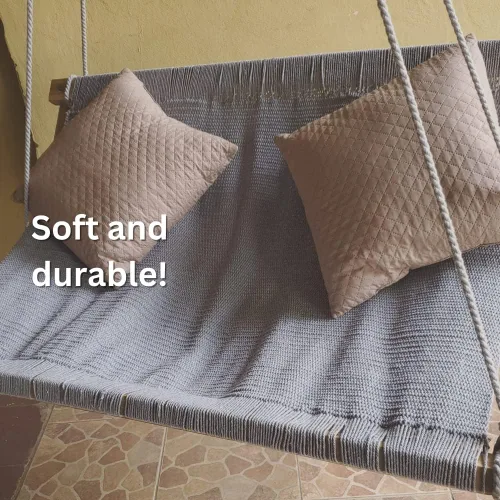 Miniatura 6 de Nomadic State of Mind Hamaca columpio Asiento doble Tumbona de cuerda tejida a mano 100% algodón Silla colgante para dos Barras separadoras