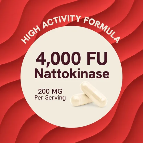 Miniatura 2 de Suplemento de nattoquinasa 4000 FU Apoya la circulación saludable y mantiene los niveles de fibrina Nattokinase 4000 FU por porción Derivado