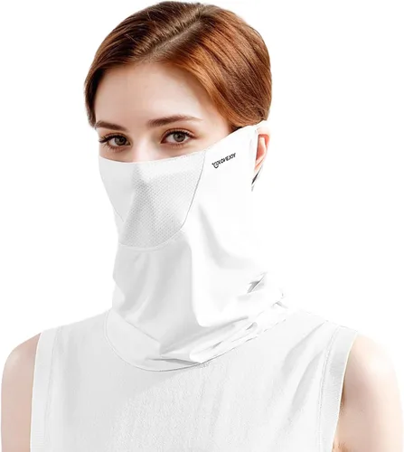 PROUDDEMON Máscara facial UV UPF 50+ para mujeres y hombres – Polaina de protección solar de cara completa de seda de hielo, velo refrescante