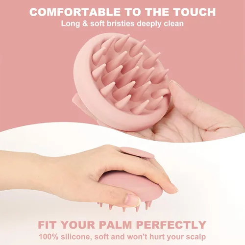 Miniatura 2 de AIMIKE Masajeador de Cuero Cabelludo Cepillo de Champú, Limpiador de Cabello de Silicona Suave para Lavar el Cabello, Eliminación de Caspa y Rosa