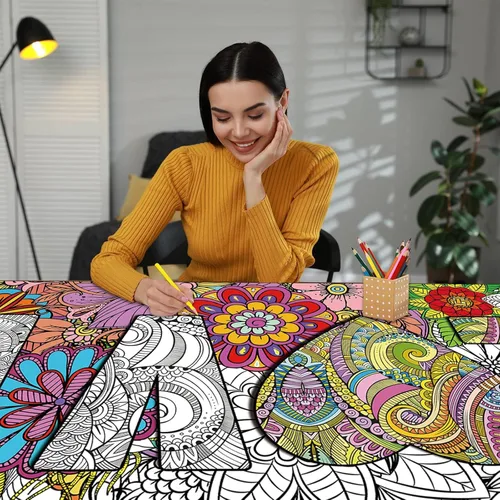 Miniatura 5 de Pósteres gigantes para colorear de mandala de 50 x 25 pulgadas, póster gigante para colorear con mandala para niños, adolescentes y adultos, mantel