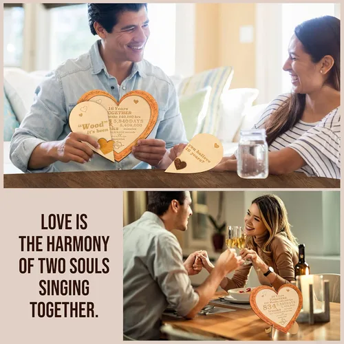 Miniatura 4 de STOFINITY Regalos de madera de aniversario de 16 años para ella y él, regalos de boda 16 aniversario para marido y esposa, aniversario para parejas
