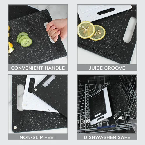 Miniatura 4 de COOK WITH COLOR Kitchen Essentials - Juego de tazones para mezclar con tapas y 3 tablas de cortar gruesas en blanco y negro