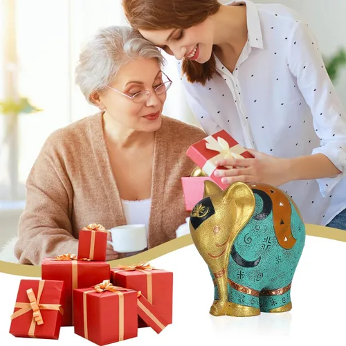 Miniatura 6 de Estatua de elefante hecha a mano de resina – Escultura de decoración del hogar de 5.5 pulgadas de alto para estantería, oficina, escritorio, regalo