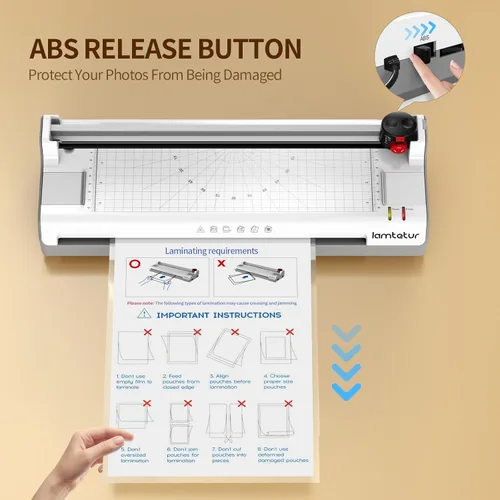 Miniatura 3 de Lamtetur Laminadora 7 en 1, máquina laminadora para A3/A4/A6, máquina laminadora con hojas laminadoras, 20 bolsas para uso en oficina, hogar