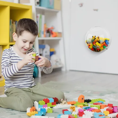 Miniatura 6 de Yungyan Organizador de pared de acrílico para juguetes, 2 unidades, almacenamiento de juguetes para niños, dispensador colgante, contenedor