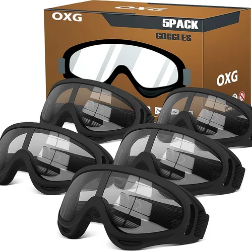 OXG 5 pares de gafas de motocicleta para jóvenes, hombres y mujeres, gafas ATV de esquí, gafas anti-UV, a prueba de polvo y viento, para bicicletas