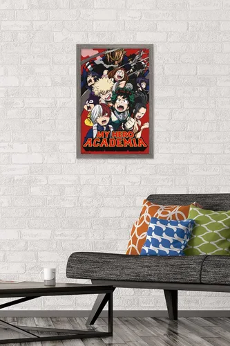 Miniatura 2 de My Hero Academia - Póster de pared Key Art 2, 22.4 pulgadas de largo x 14.7 pulgadas, versión enmarcada en madera de granero