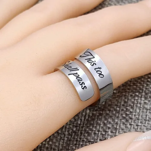 Miniatura 19 de HOFOYA Anillos inspiradores ajustables de acero inoxidable, anillos de grabado, joyería motivacional, graduación, San Valentín, regalos