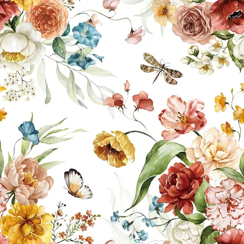 VaryPaper Papel tapiz floral vintage para pegar y despegar y despegar Petunia Butterfly Peony Wallpaper 17.7 x 78.7 pulgadas, autoadhesivo,