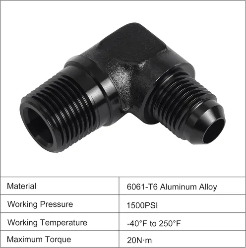 Miniatura 3 de EVIL ENERGY Adaptador de ajuste de 6AN a 3/8" NPT macho de 90 grados, aluminio