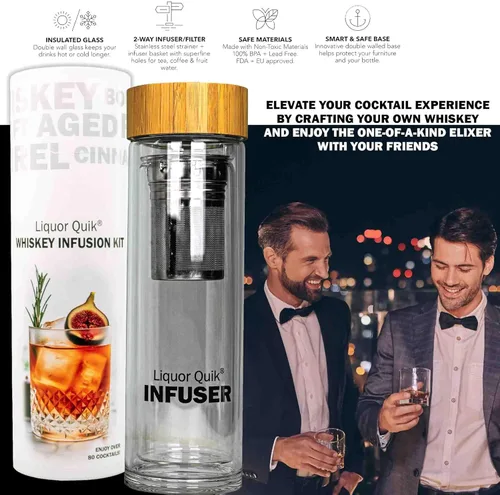 Miniatura 7 de Liquor Quik Kit de infusión de whisky – Kit completo de fabricación de whisky de bricolaje completo con recipiente infusor de vidrio de 15.2 fl oz