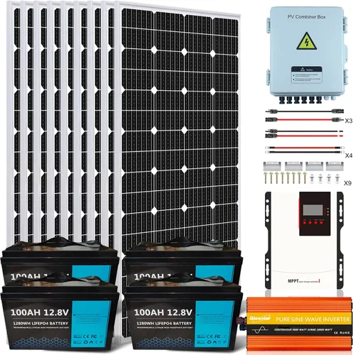 Miniatura 12 de Kit completo de sistema solar fuera de la red Kit solar de 1350 W 24 V, 6 paneles solares de 225 W 12 V, 2 baterías de litio de 100 ah y 12.8 V