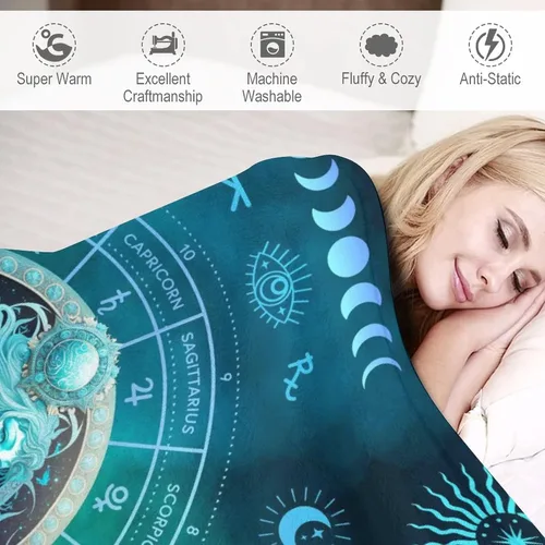 Miniatura 3 de Manta Acuario para Regalos, 40" x 30" Manta Rectangular de Franela del Zodiaco Acogedora, Regalo para Niños Niñas Adolescentes Mujeres Hombres