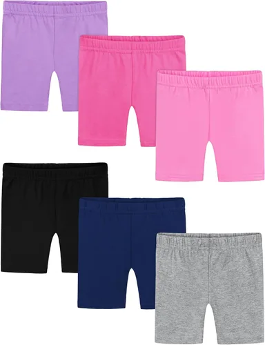 Poroka Paquete de 6 pantalones cortos de ciclismo para bebés y niñas pequeñas, pantalones cortos de verano suaves para niñas, pantalones cortos de
