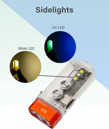 Miniatura 2 de Linterna con llavero RovyVon Angel Eyes E5 GITD, linterna EDC con 700 lúmenes de luz principal y luces auxiliares prácticas, alimentada por batería
