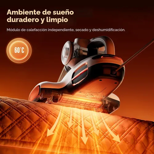 Miniatura 6 de JIGOO T600 Aspiradora de colchón con luz UV-C, succión de 15 kPa, 700 W de potencia, aspirador de mano de doble copa, limpiador de cama con sensor